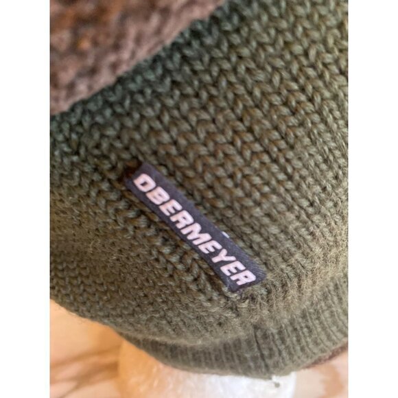 Obermeyer Green Brown Flat Top Knit Ski Hat Cap One Size - Picture 2 of 7